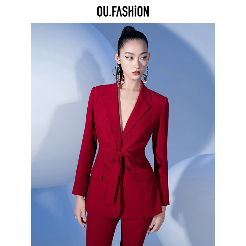 【商场同款】OU.FASHION/欧点西装上衣职业纯色收腰外套1072210270
