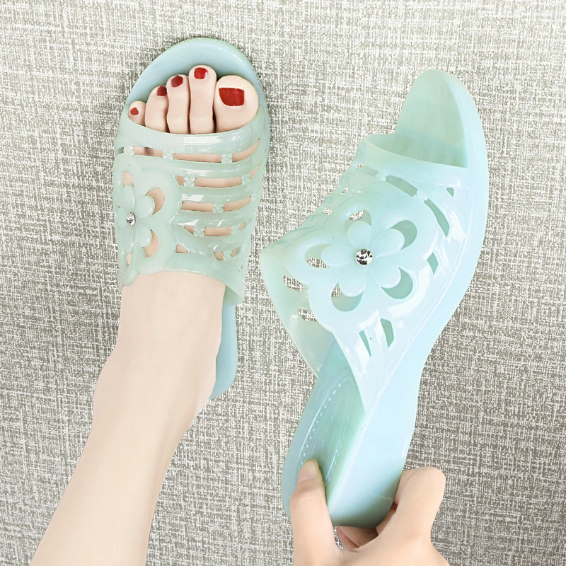 女士高跟拖鞋夏季外穿厚底时尚家居防滑妈妈鞋软底社会坡跟凉拖鞋