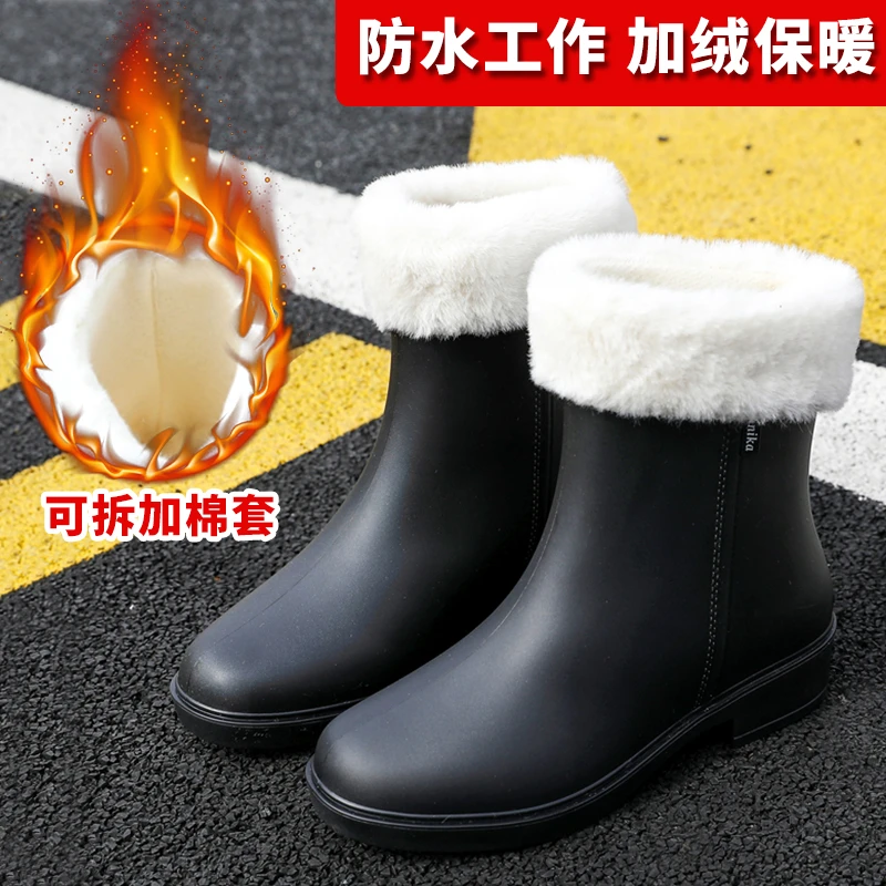 成人防滑加厚雨鞋女短筒雨靴女厨房工作踩水成人胶鞋新款时尚网红
