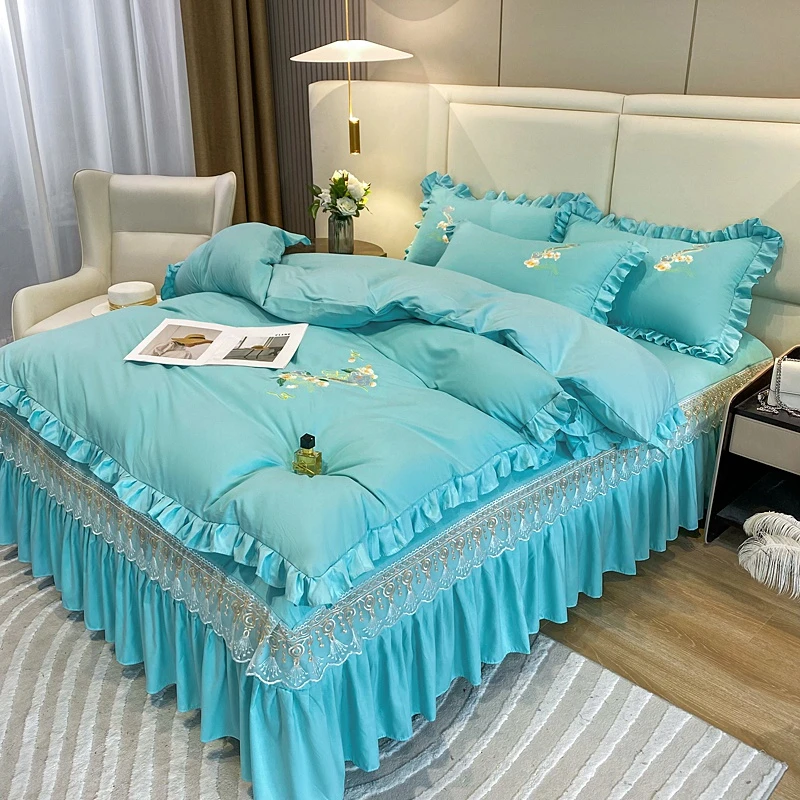 【2023新款】纯色柔软亲肤磨毛刺绣套件四件套-如意系列