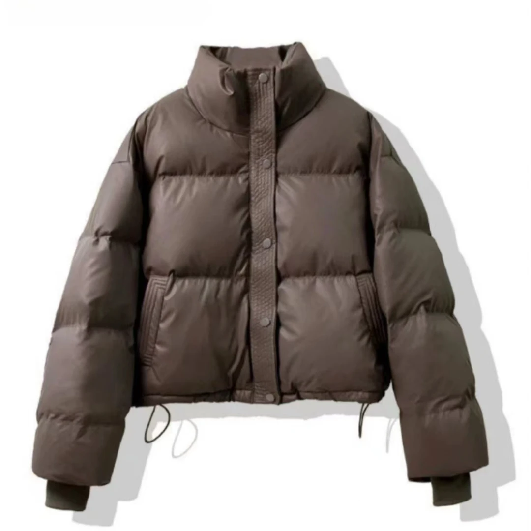 【新款1】免洗防风PU皮棉服女短款冬季加厚面包服肯豆风欧美外套