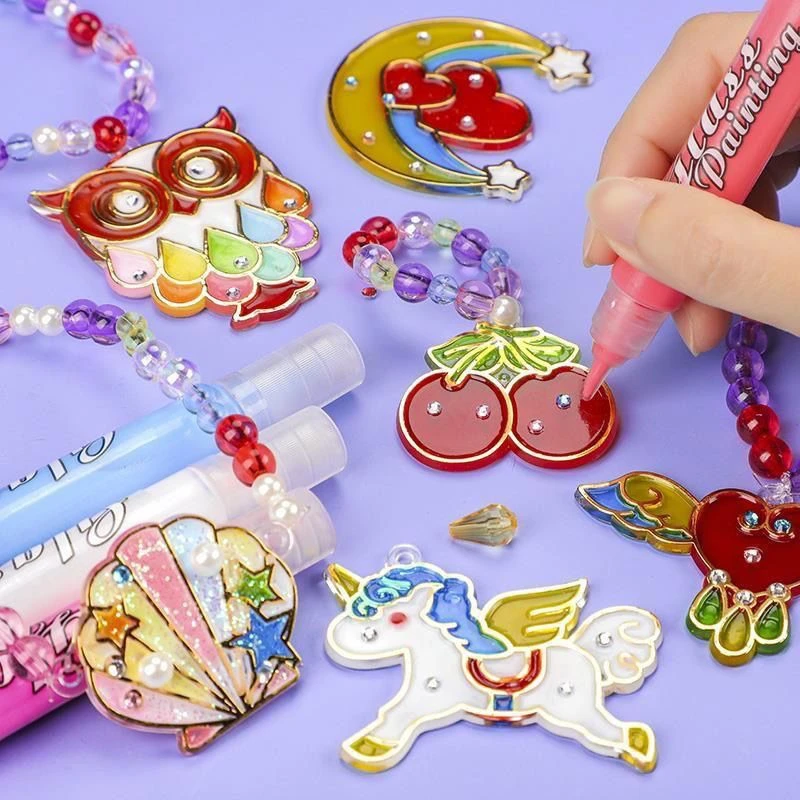 儿童免烤胶画 diy手工制作女孩玩具套装填色涂色挂件无毒填充温馨