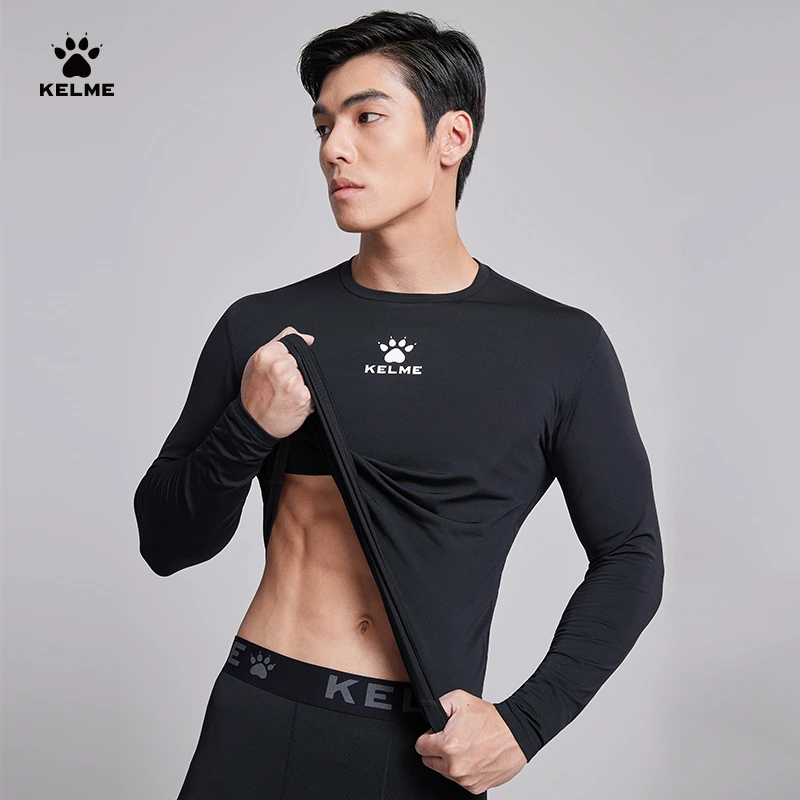 【卡尔美直营店】高弹透气/加绒保暖紧身服套装男士健身