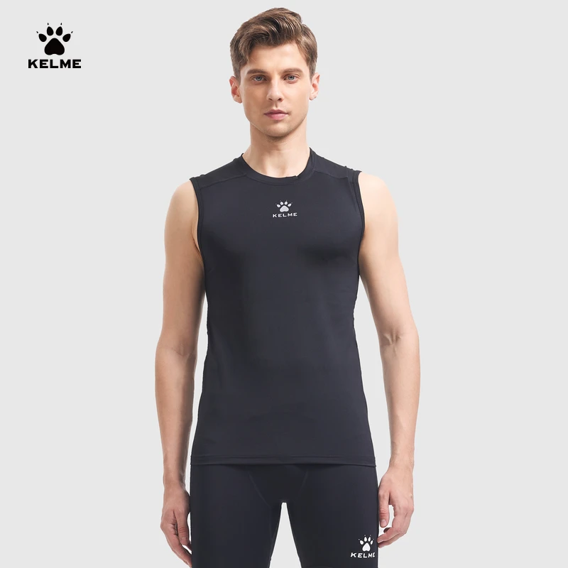 卡尔美旗舰店男士无袖紧身衣篮球足球打底高弹运动健身衣BX