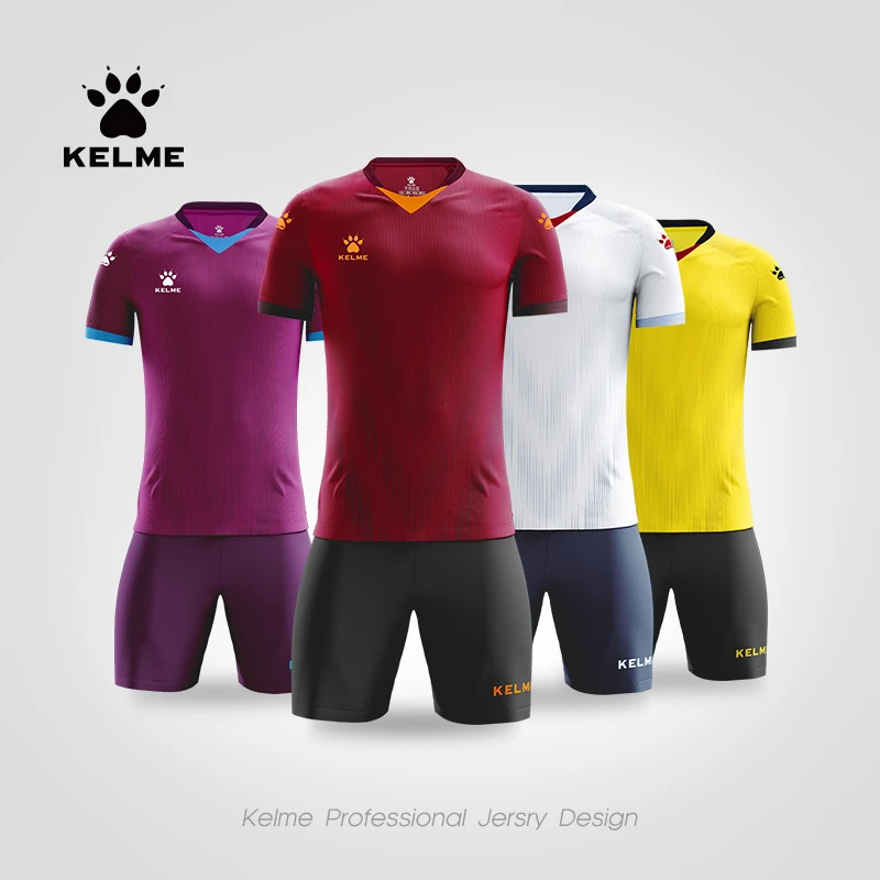 KELME卡尔美甄选足球服夏季运动训练套装男比赛训练服短袖V领球衣