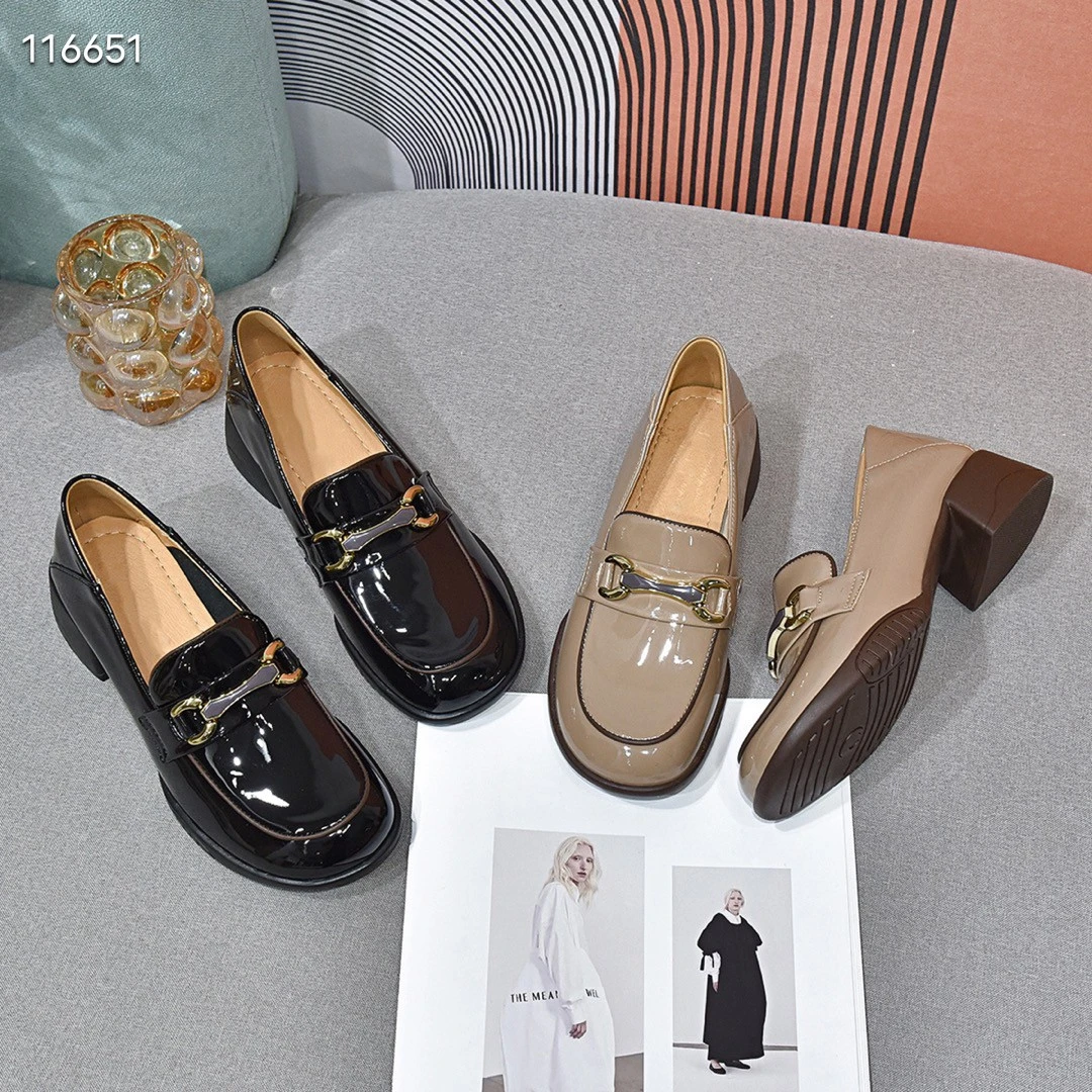 34-40码/4公分/春季新款圆头低跟乐福鞋