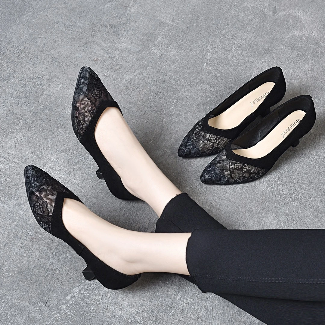 34-40码/3公分5公分/春季新款网纱拼接小单鞋