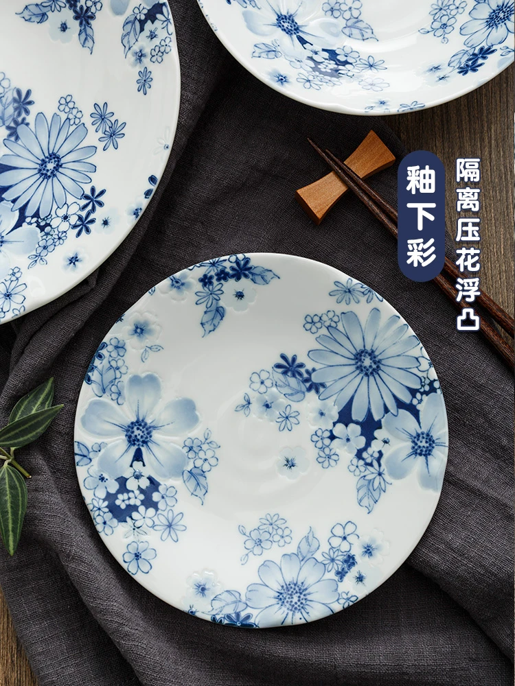 【2支】日本进口美浓烧花集22cm盘子