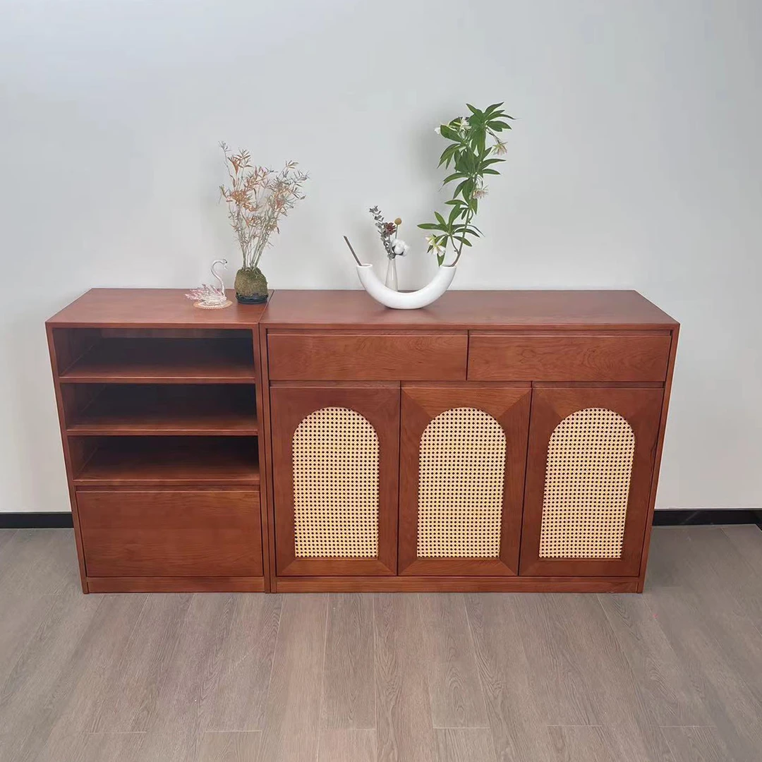 DS-Y563-1【中古风】樱桃木全实木餐边柜家用鞋柜（1800*420*900H）