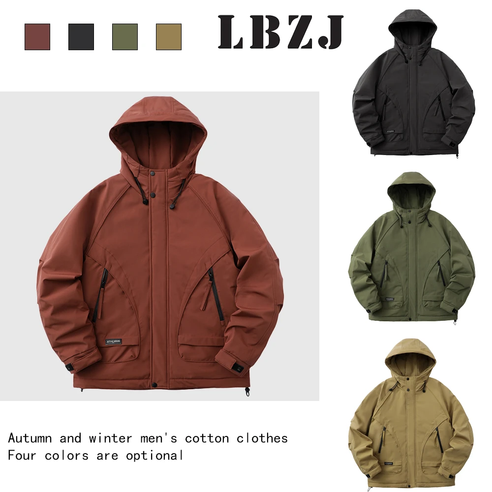 兰博之嘉秋冬男款棉衣新款情侣户外ol冲锋外套连帽防风夹克棉服潮