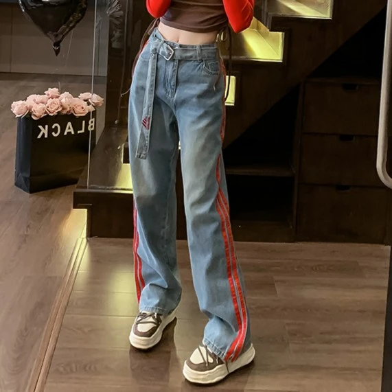 2025年春秋新款休闲显瘦宽松潮流风轻奢高级感休闲显瘦直筒牛仔裤
