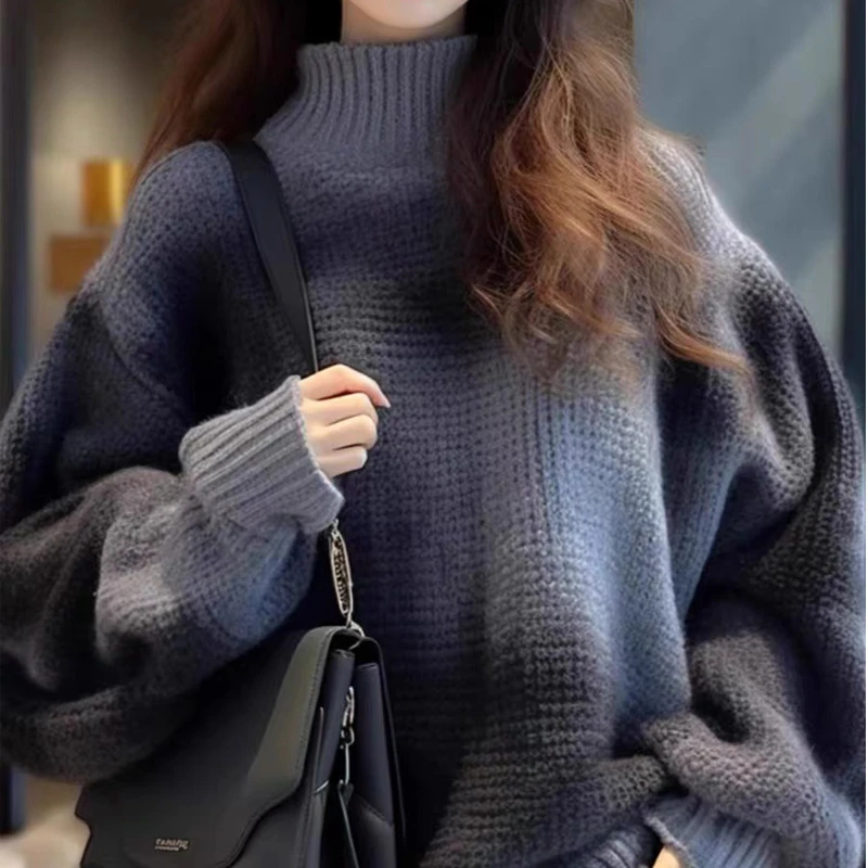 2025年春秋季新款美式复古圆领设计感休闲时尚潮流针织衫上衣