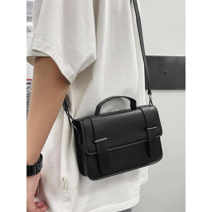 小众高级邮差小方包男士小挎包ins潮牌盒子包单肩斜挎包潮流男包