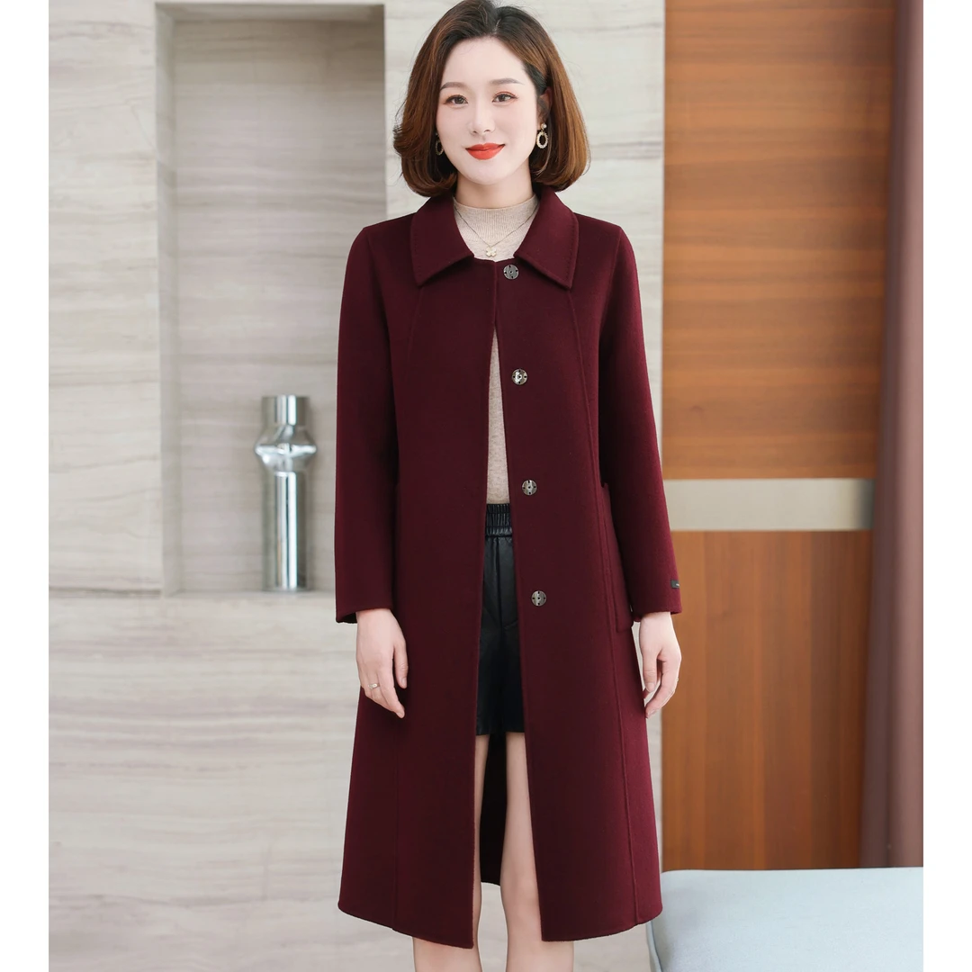 ziyang/孜洋秋冬新款百分百双面绵羊毛大衣高端显瘦气质百搭L915
