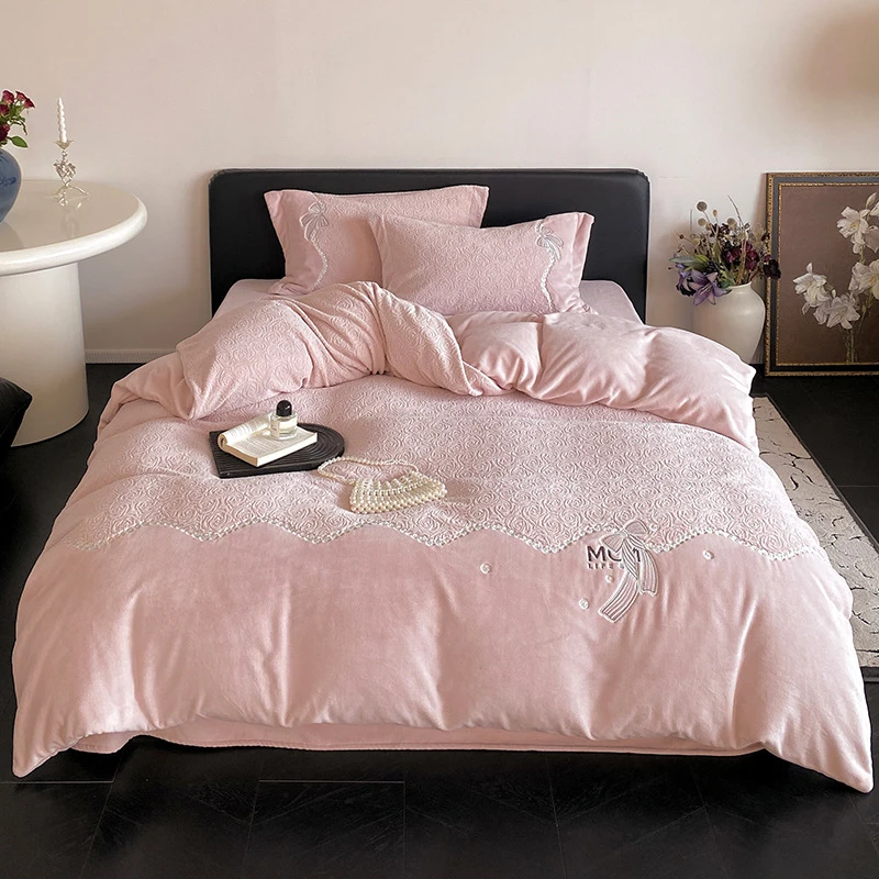 多喜爱美眠康牛奶绒少女心四件套秋冬加厚被套床单实体店专柜同款