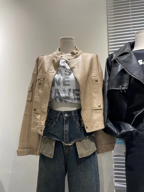 新款复古三个色外套上衣女外套