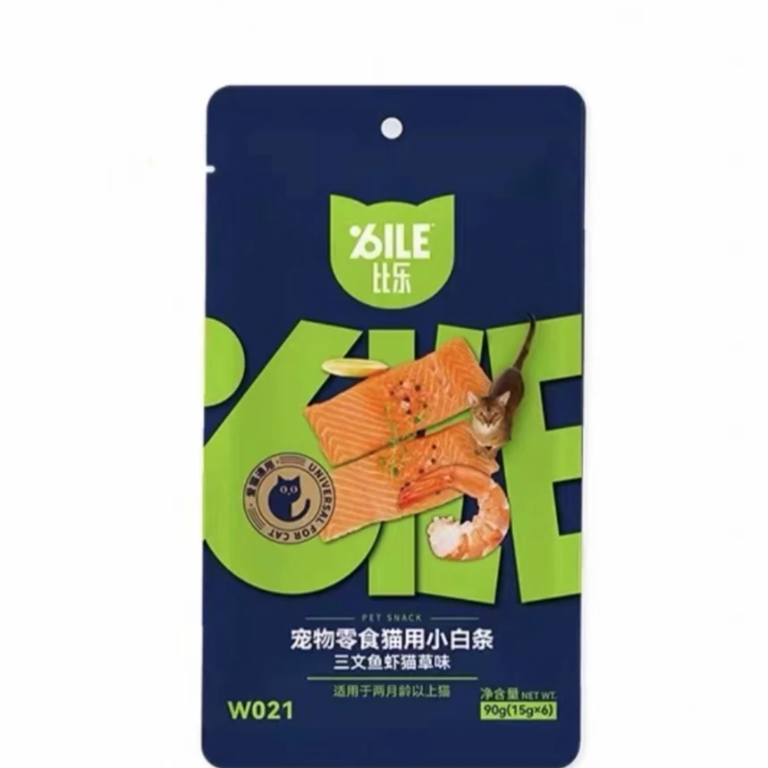 比乐宠物零食猫用小白条三文鱼虾猫草味90g(15g*6)