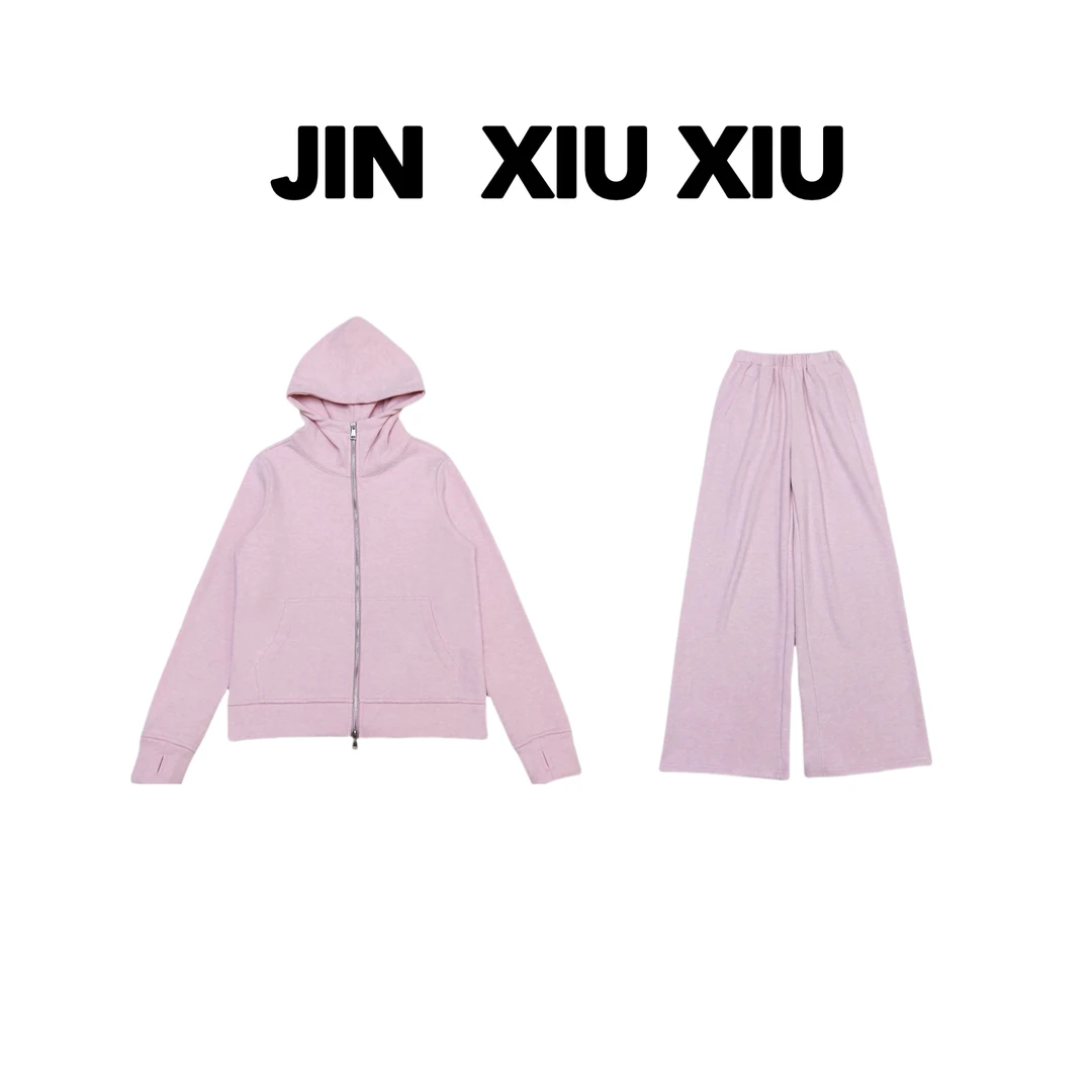 【金秀秀】【深圳出品】1380秋冬新款纯色加绒休闲运动套装