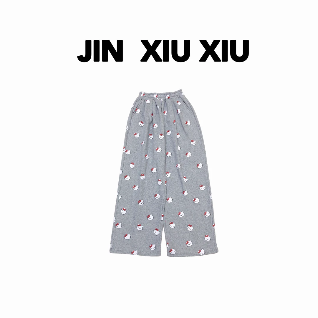 【金秀秀】【深圳出品】1035秋冬新款印花Hello Kitty猫猫关休闲裤