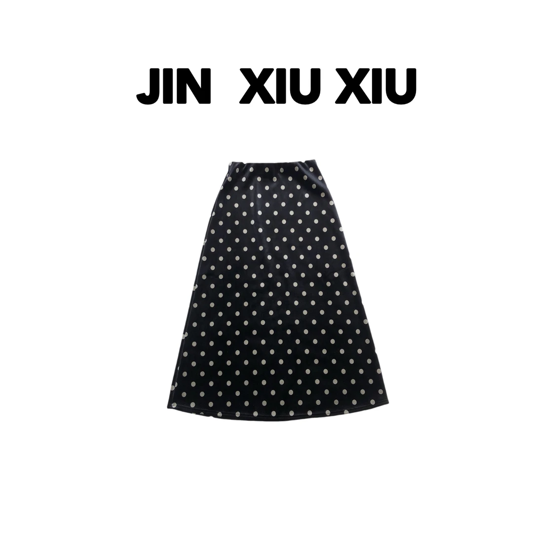 【金秀秀】【深圳出品】589秋冬新款波点丝绒松紧腰半身裙