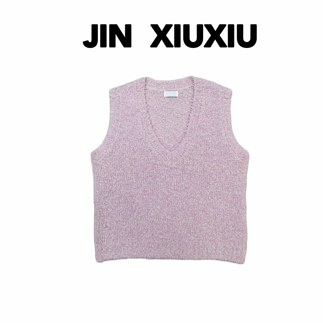 【金秀秀】【深圳出品】1471秋冬新款V领百搭樱花粉马甲