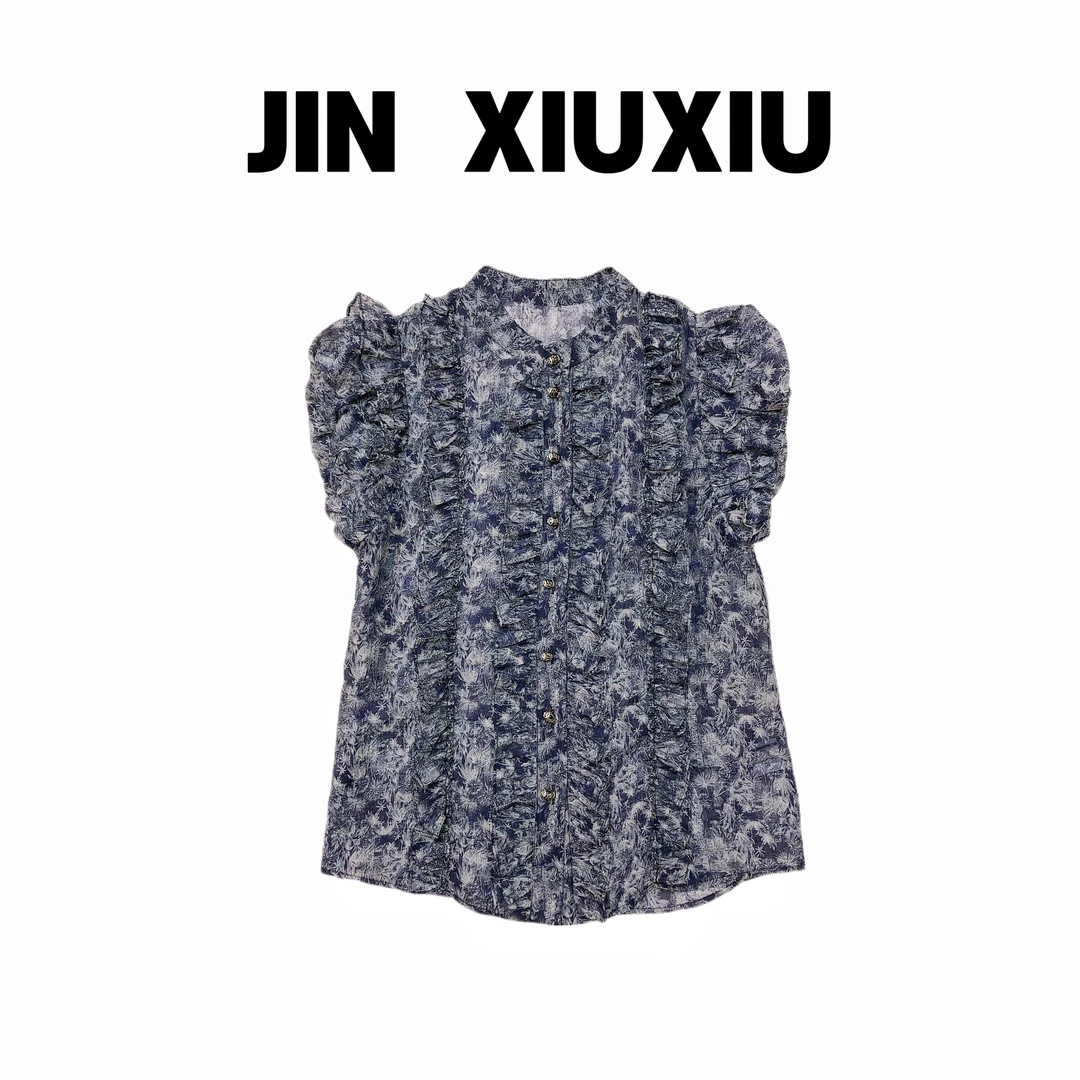 【金秀秀】【幽梦】【深圳出品】491优雅气质泡泡袖水墨画上衣