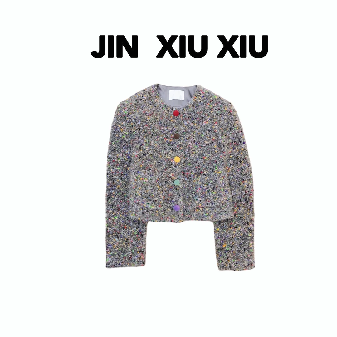 【金秀秀】【深圳出品】929秋冬新款彩色扣子小香外套