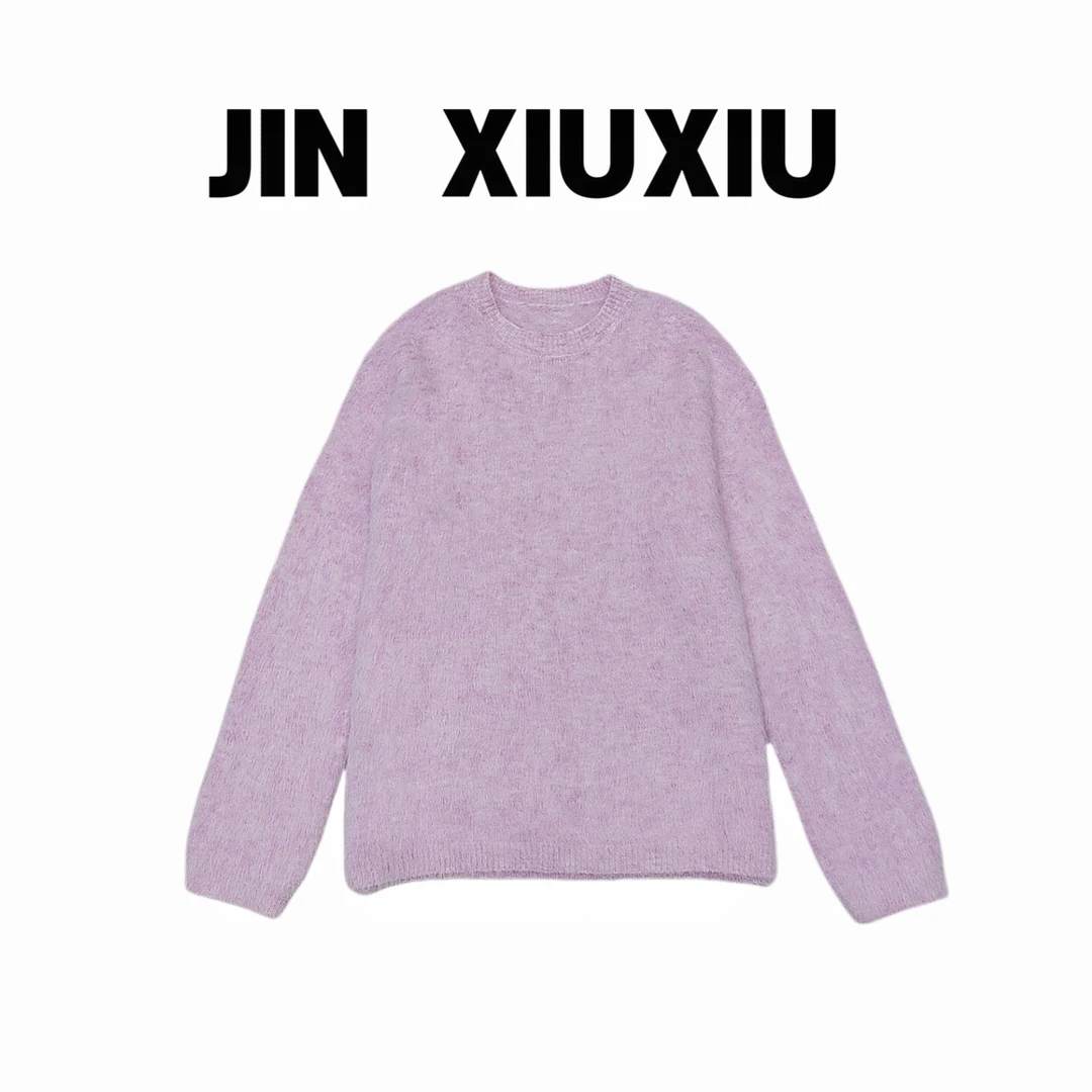 【金秀秀】【深圳出品】1426秋冬新款圆领纯色宽松毛衣