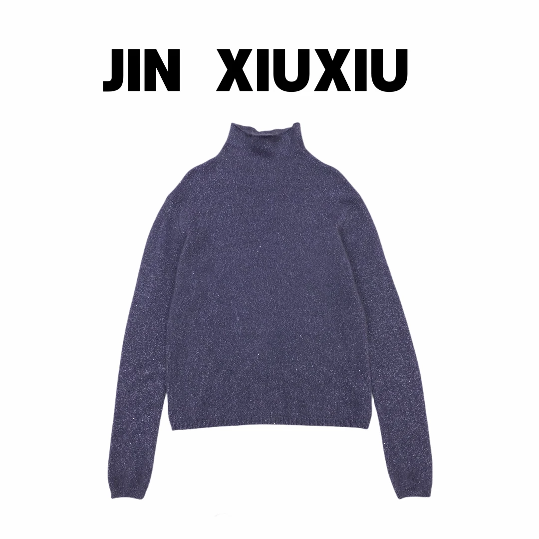 【金秀秀】【金丝亮闪闪】1222韩国东大门新款半高领亮片套头毛衣