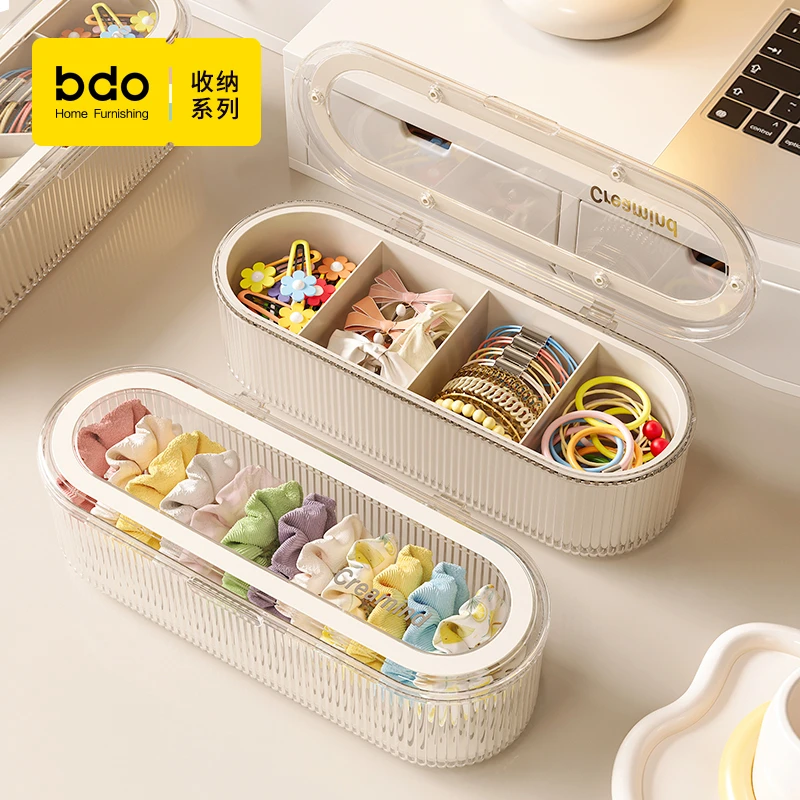 发饰收纳盒高档精致桌面大容量带盖首饰盒女生发箍手串耳环整理盒