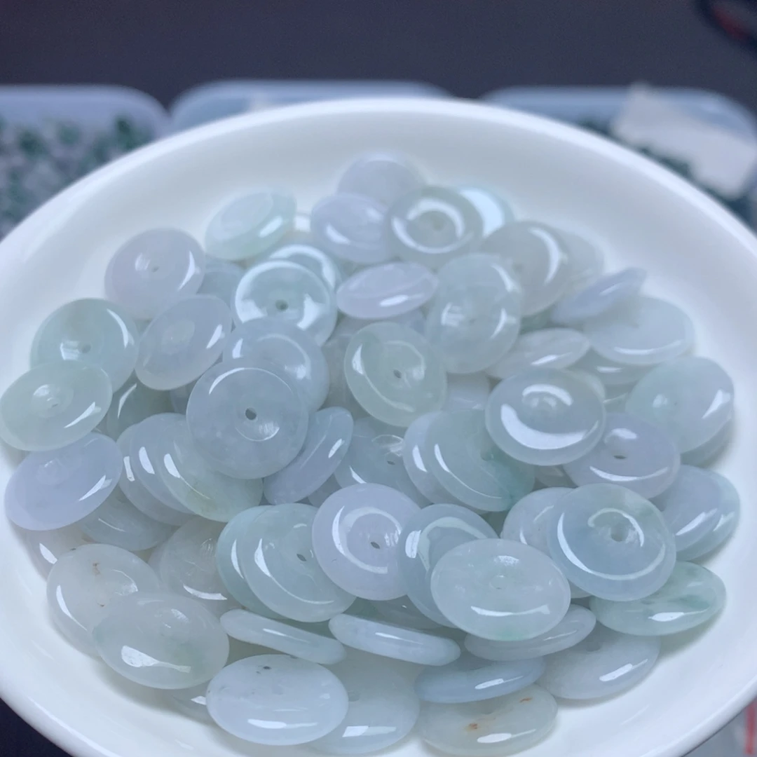 翡翠卡14mm冰平安扣10个