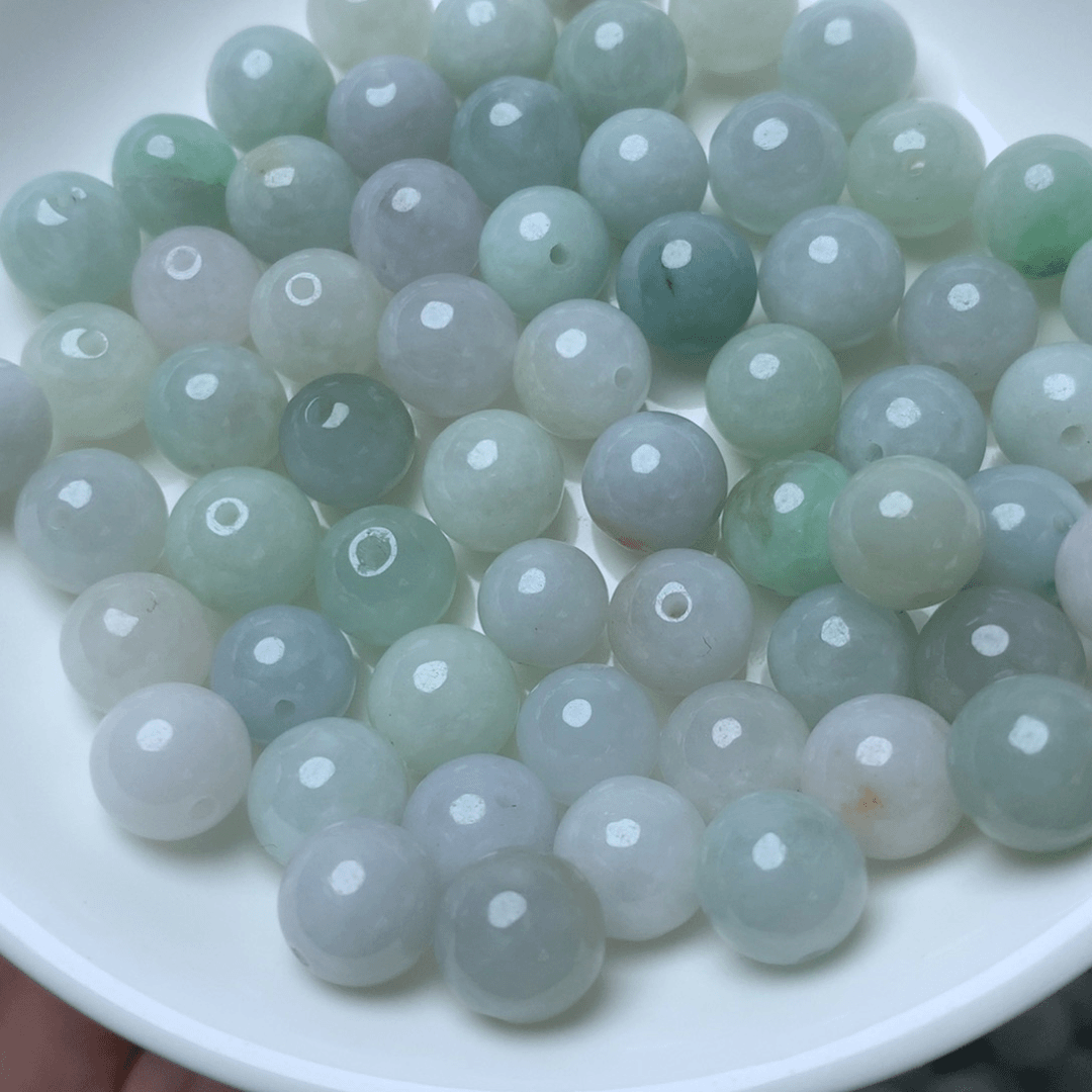 【闪购商品】翡翠手链未镶嵌卡9.3绿白珠珠10颗