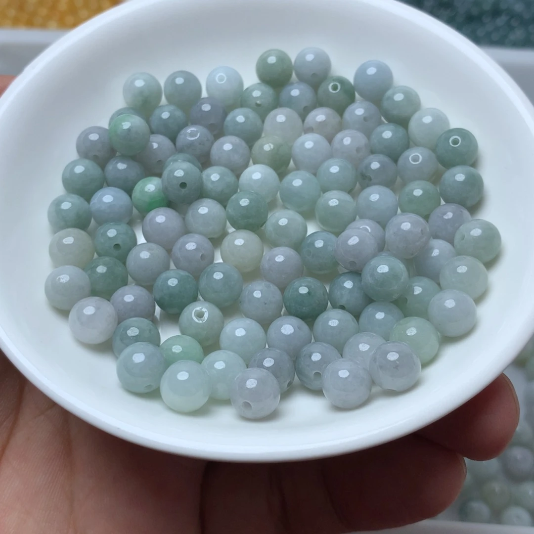 【闪购商品】翡翠手链未镶嵌卡8绿白色50颗