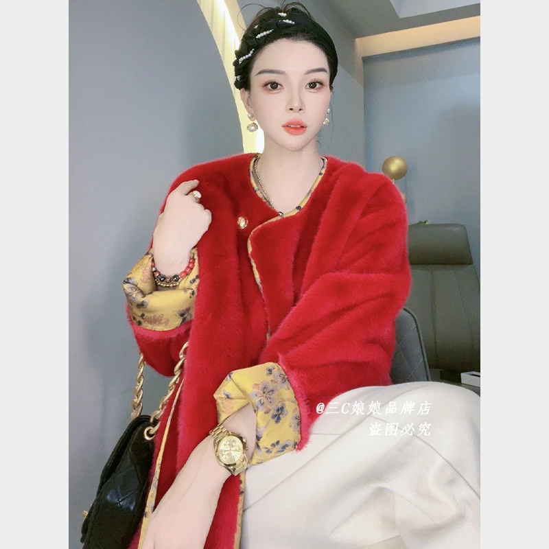 宸嫚三C娘娘23185新中式国风长款气质加厚秋冬外套