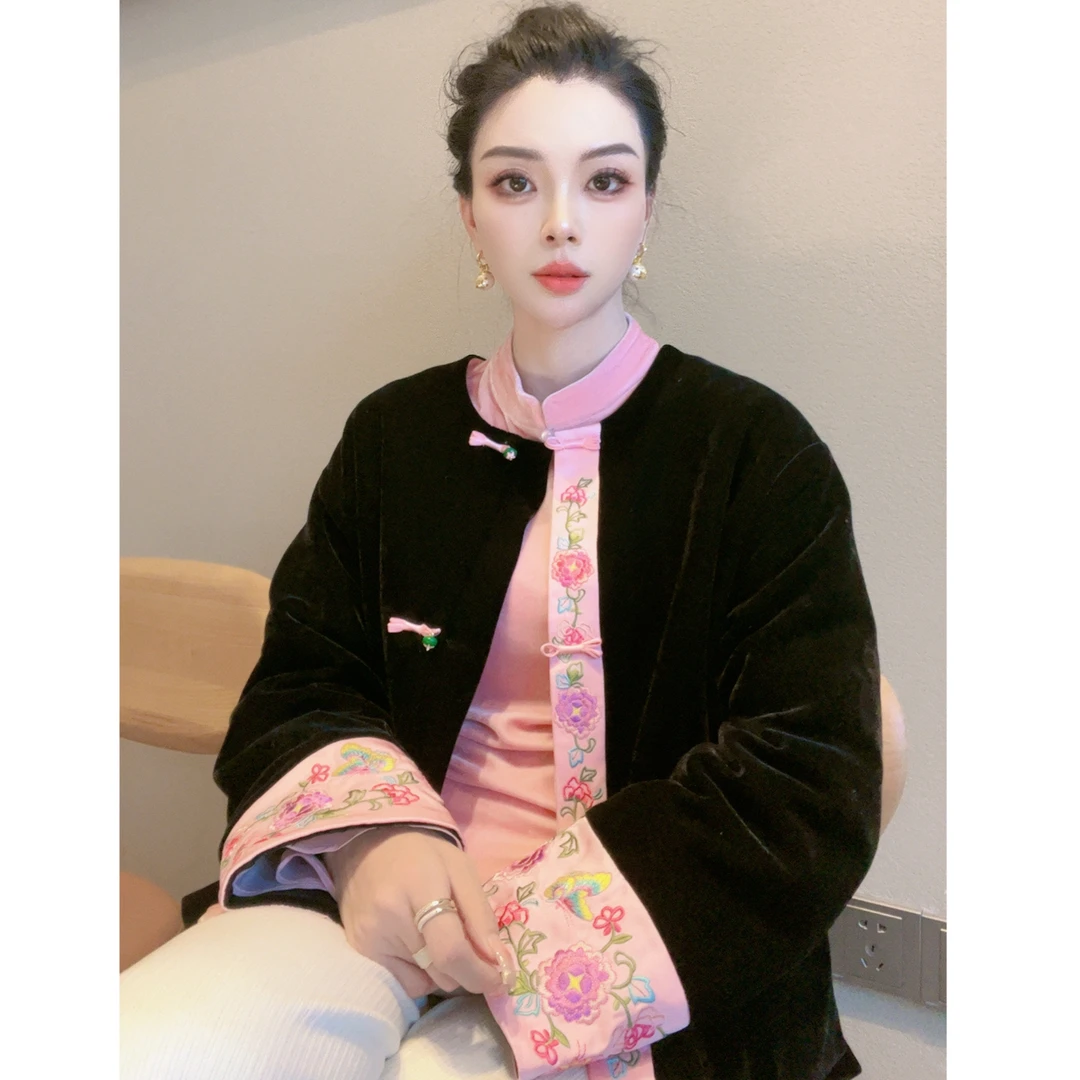 宸嫚三C娘娘29161新中式中国风时尚刺绣气质长袖外套