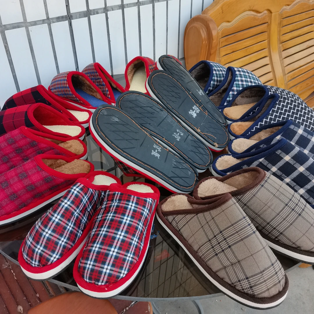 汽车轮胎橡胶底手工棉鞋男防滑耐磨居家外穿中老年人棉拖鞋秋冬季