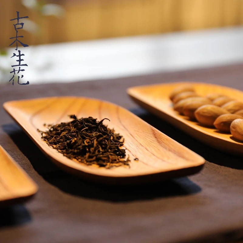 原木客厅创意果盘毛巾盘家用碟子日式禅意茶道零配叶子小托盘木质