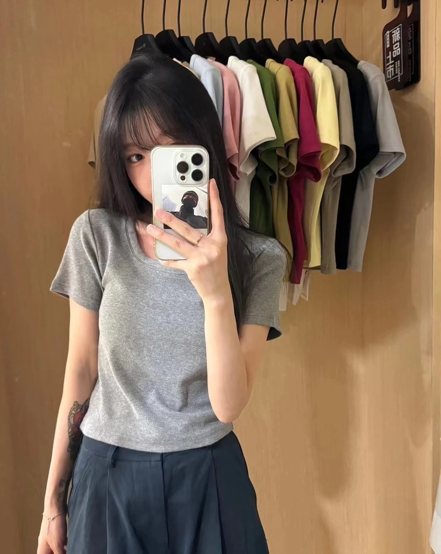 【蛋卷】圆领百搭纯色T恤