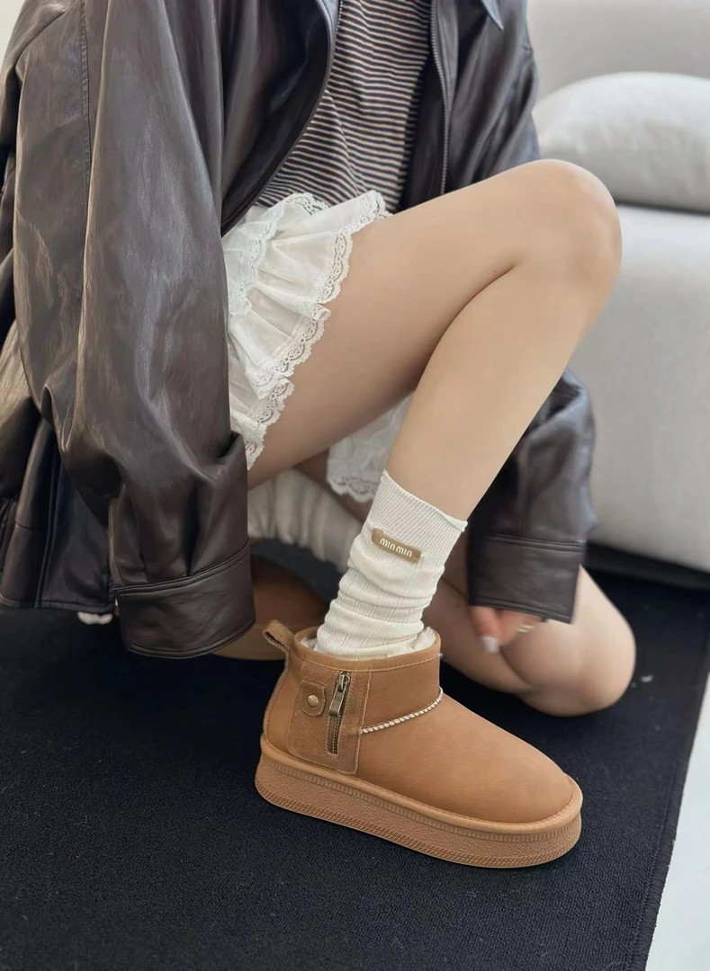 【雪地靴】皮面厚底保暖休闲鞋