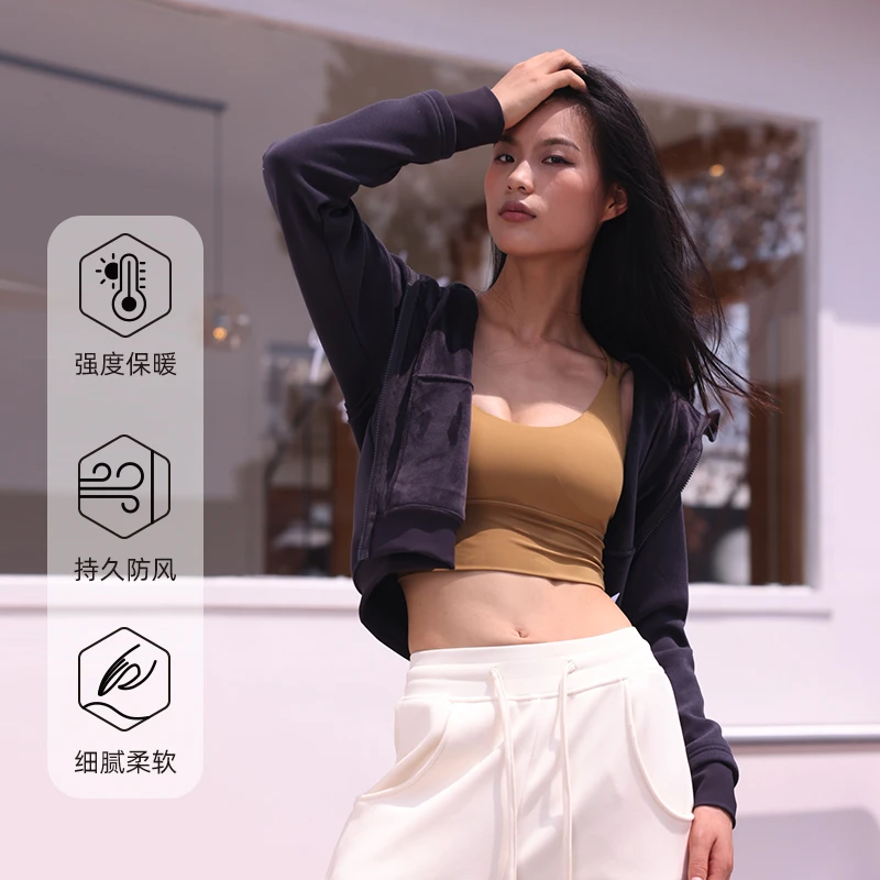 OULLA【欧拉推荐】短款运动玩咖休闲女连帽秋冬加绒长袖外套EM3528