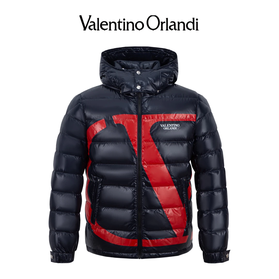 VALENTINO ORLANDI/华伦天奴.奥兰迪男士冬季时尚连帽亮面鹅绒服