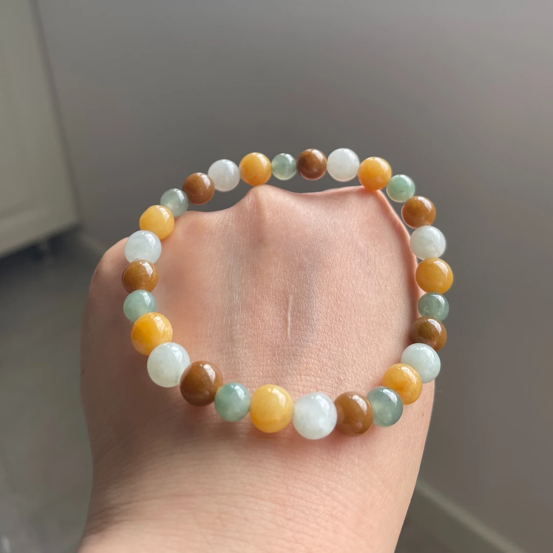 7.9-7.2mm冰种天然翡翠轻奢彩色渐变多宝手串A货手链  随机发货