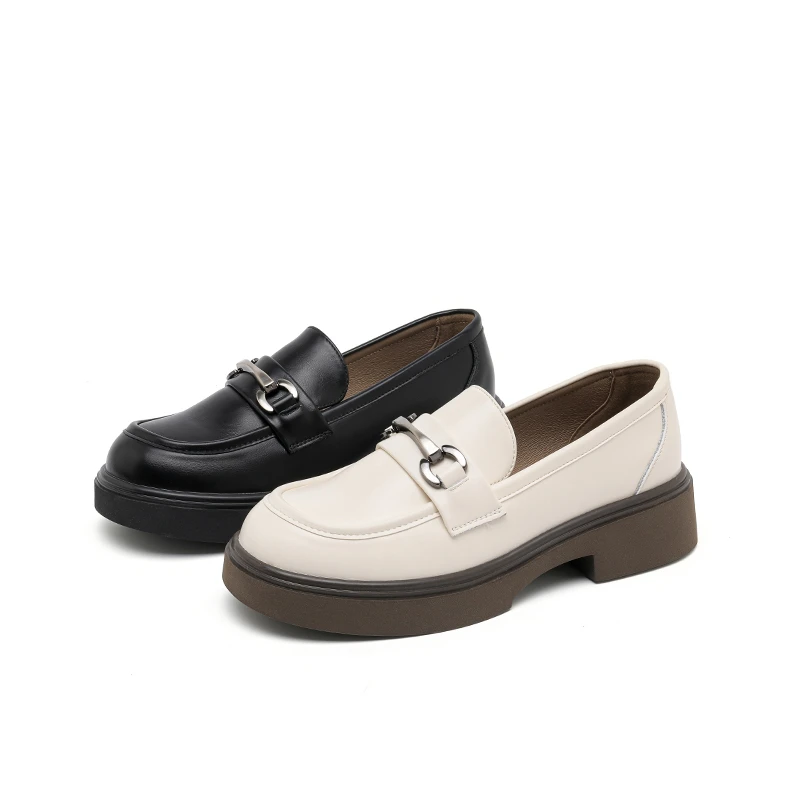 小皮鞋防滑软金属扣英伦风乐福鞋百搭一脚蹬单鞋G54