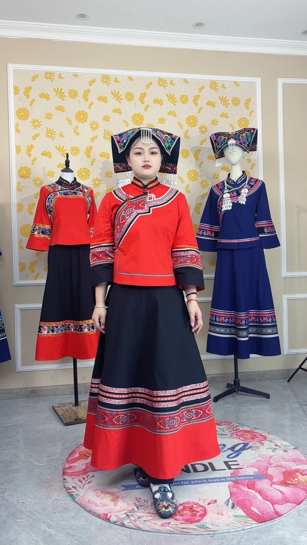 【旅依】布依族壮族服饰传统刺绣小花条纹民族风刺绣生活休闲女秋季