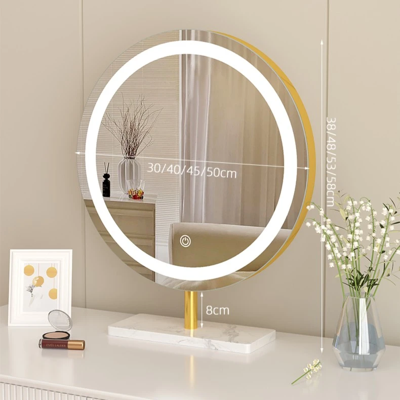 补光化妆镜卧室现代简约梳妆台镜子台式桌面led灯梳妆镜网红轻奢