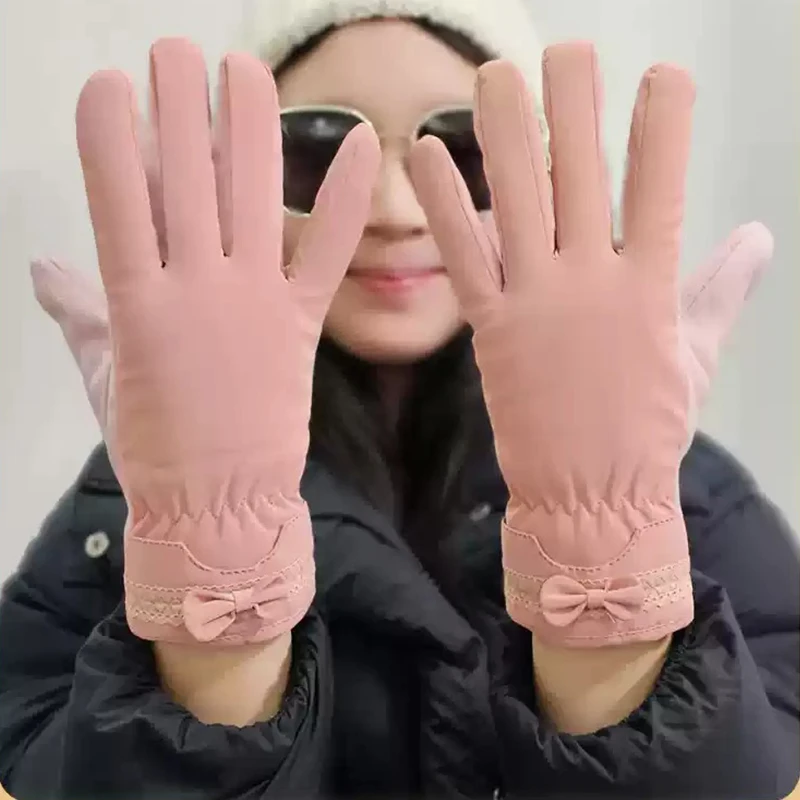 秋冬季韩版加绒手套可触屏女士加厚防风户外防滑春天可爱保暖骑行