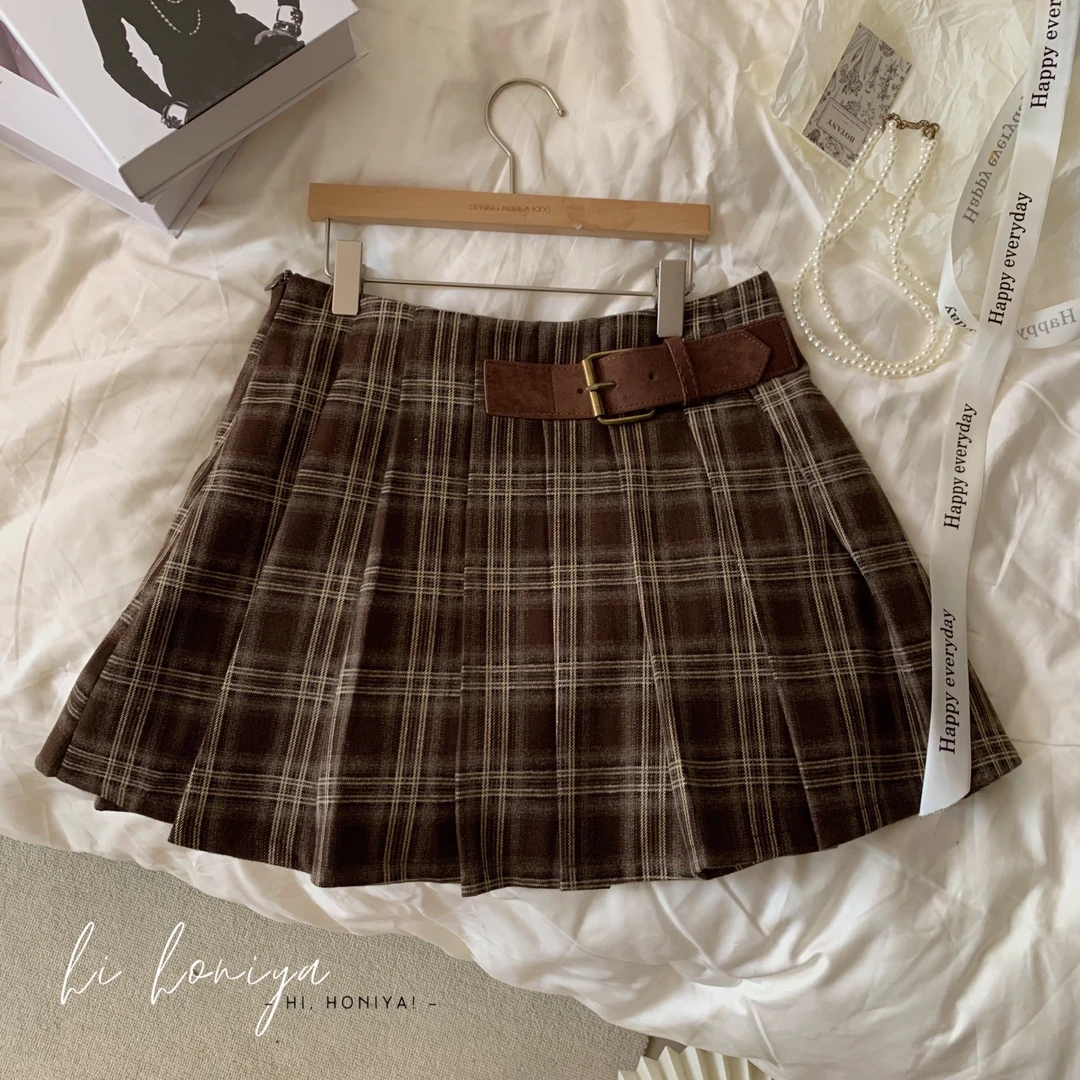 现【美拉德裙裤】Hihoniya~2023咖色美式复古格子亲子裙裤亲子装