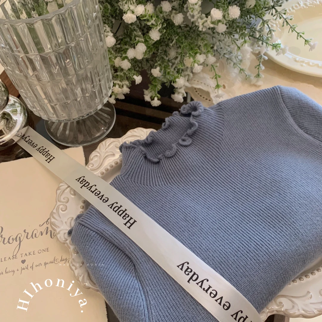 xian【小木耳】Hihoniya~2023新品木耳领高弹力纯色打底韩版童装