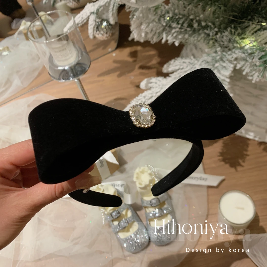 Hihoniya~2023秋冬新品可爱黑色大蝴蝶结女宝发箍