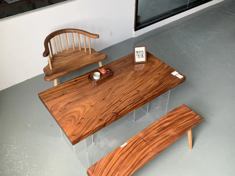 源头工厂南美胡桃木实木大板北美黑胡桃茶桌书桌办公桌纯现货整板